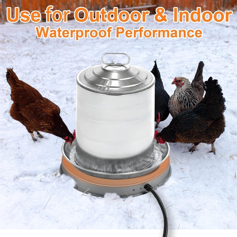 Zoblise Poultry Chicken Water Heater: Chicken Water Heater Base for Winter, for Plastic/Metal Poultry Watere Under 6 Gallons, Heated Waterer for Chickens 125W - Image 5